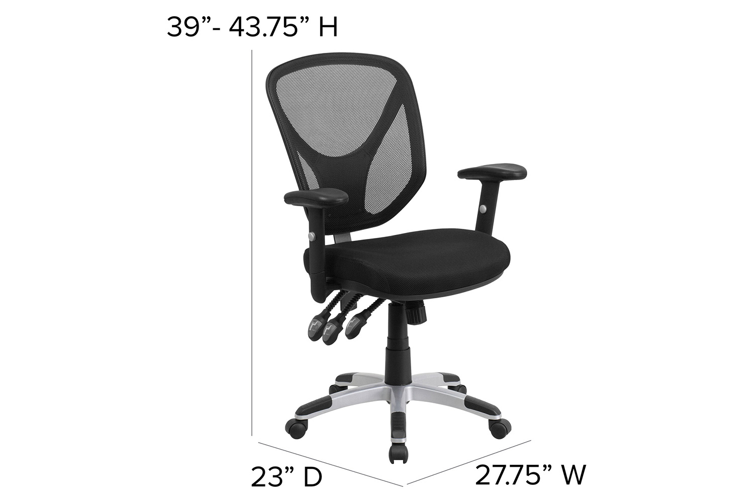 BLNK - Sam Mid-Back Mesh Multifunction Swivel Ergonomic Task Office Chair with Adjustable Arms