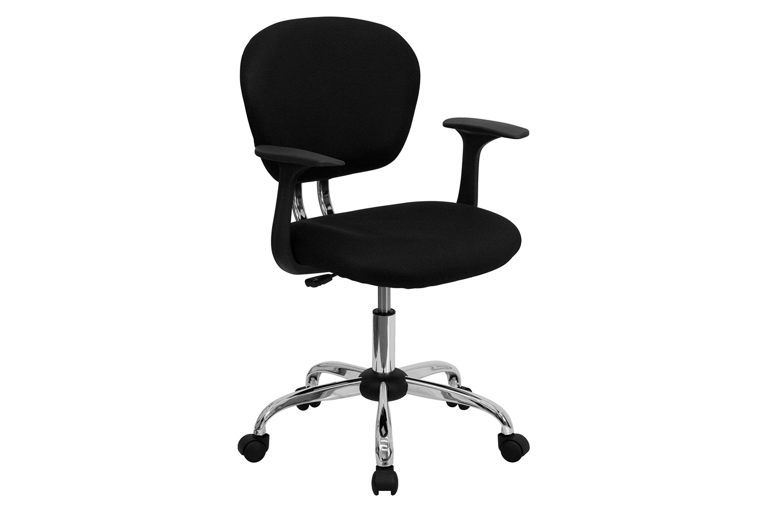 BLNK Beverly Mid-Back Mesh Padded Swivel Task Office Chair with Chrome Base - Black, with Arms