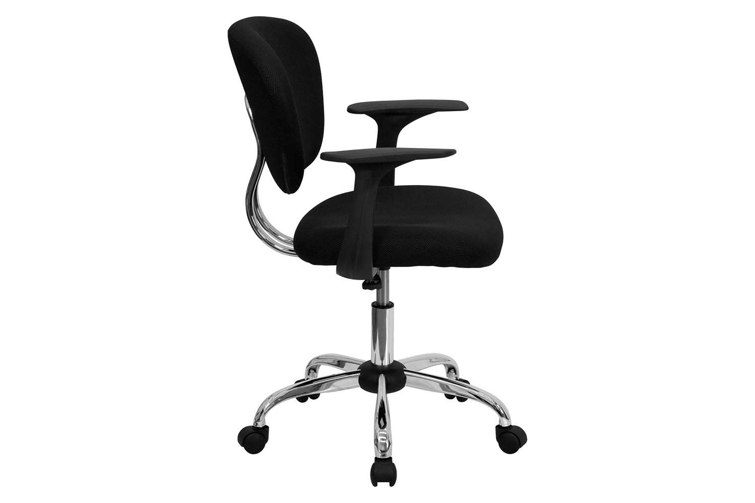 BLNK Beverly Mid-Back Mesh Padded Swivel Task Office Chair with Chrome Base - Black, with Arms