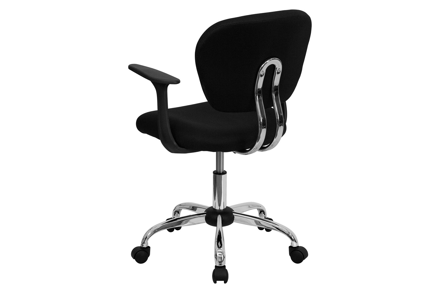 BLNK Beverly Mid-Back Mesh Padded Swivel Task Office Chair with Chrome Base - Black, with Arms