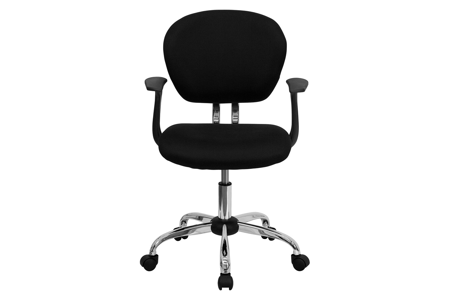 BLNK Beverly Mid-Back Mesh Padded Swivel Task Office Chair with Chrome Base - Black, with Arms