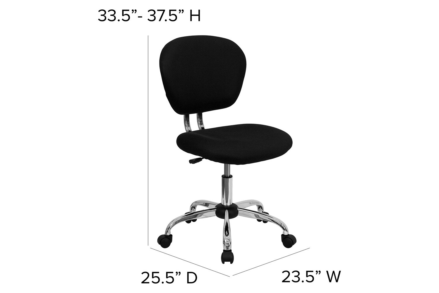 BLNK Beverly Mid-Back Mesh Padded Swivel Task Office Chair with Chrome Base - Black