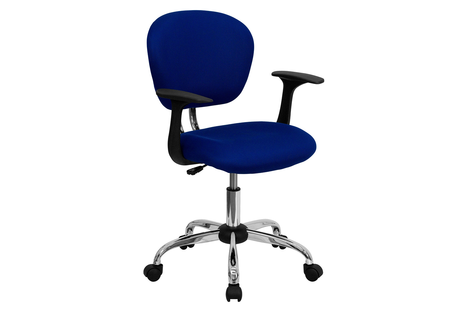 BLNK Beverly Mid-Back Mesh Padded Swivel Task Office Chair with Chrome Base - Blue, with Arms