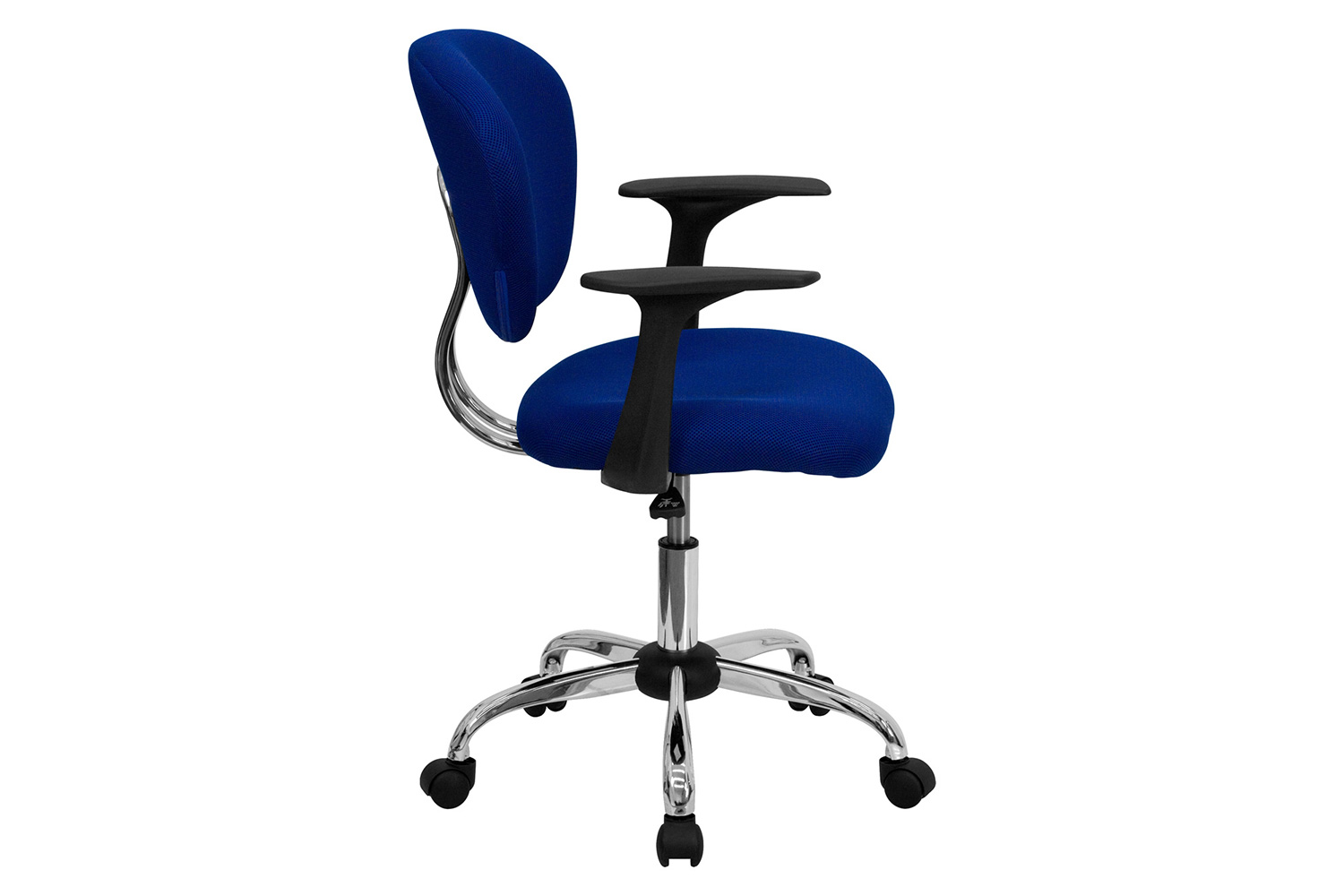 BLNK Beverly Mid-Back Mesh Padded Swivel Task Office Chair with Chrome Base - Blue, with Arms