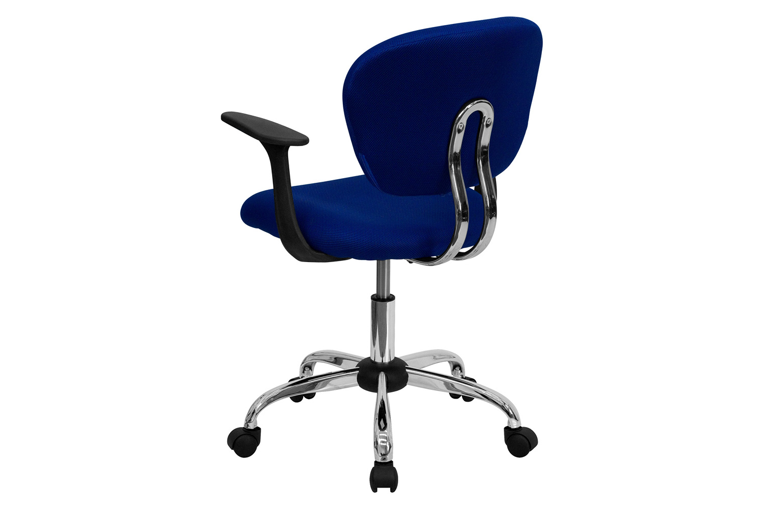 BLNK Beverly Mid-Back Mesh Padded Swivel Task Office Chair with Chrome Base - Blue, with Arms