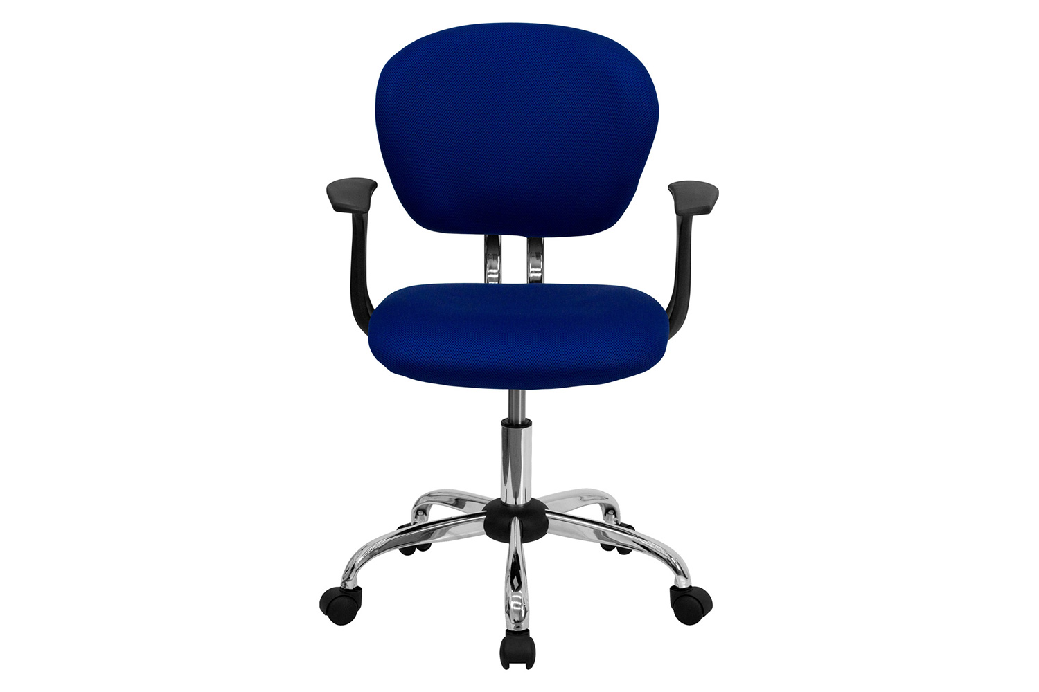 BLNK Beverly Mid-Back Mesh Padded Swivel Task Office Chair with Chrome Base - Blue, with Arms