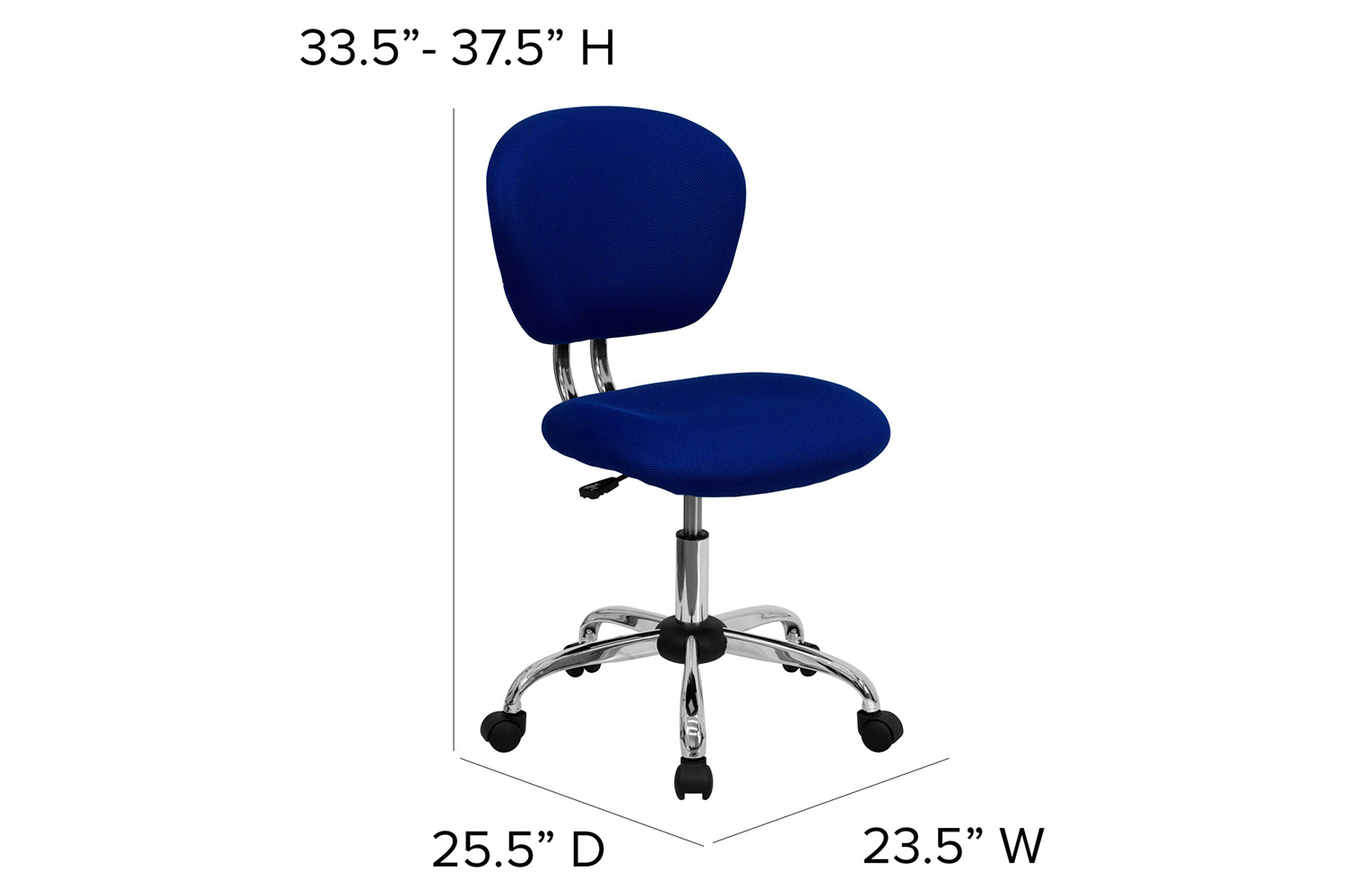 BLNK Beverly Mid-Back Mesh Padded Swivel Task Office Chair with Chrome Base - Blue