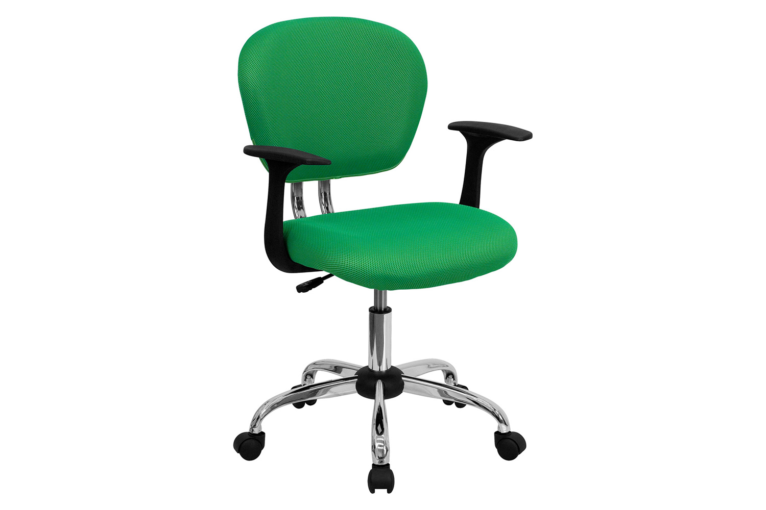 BLNK Beverly Mid-Back Mesh Padded Swivel Task Office Chair with Chrome Base - Bright Green, with Arms