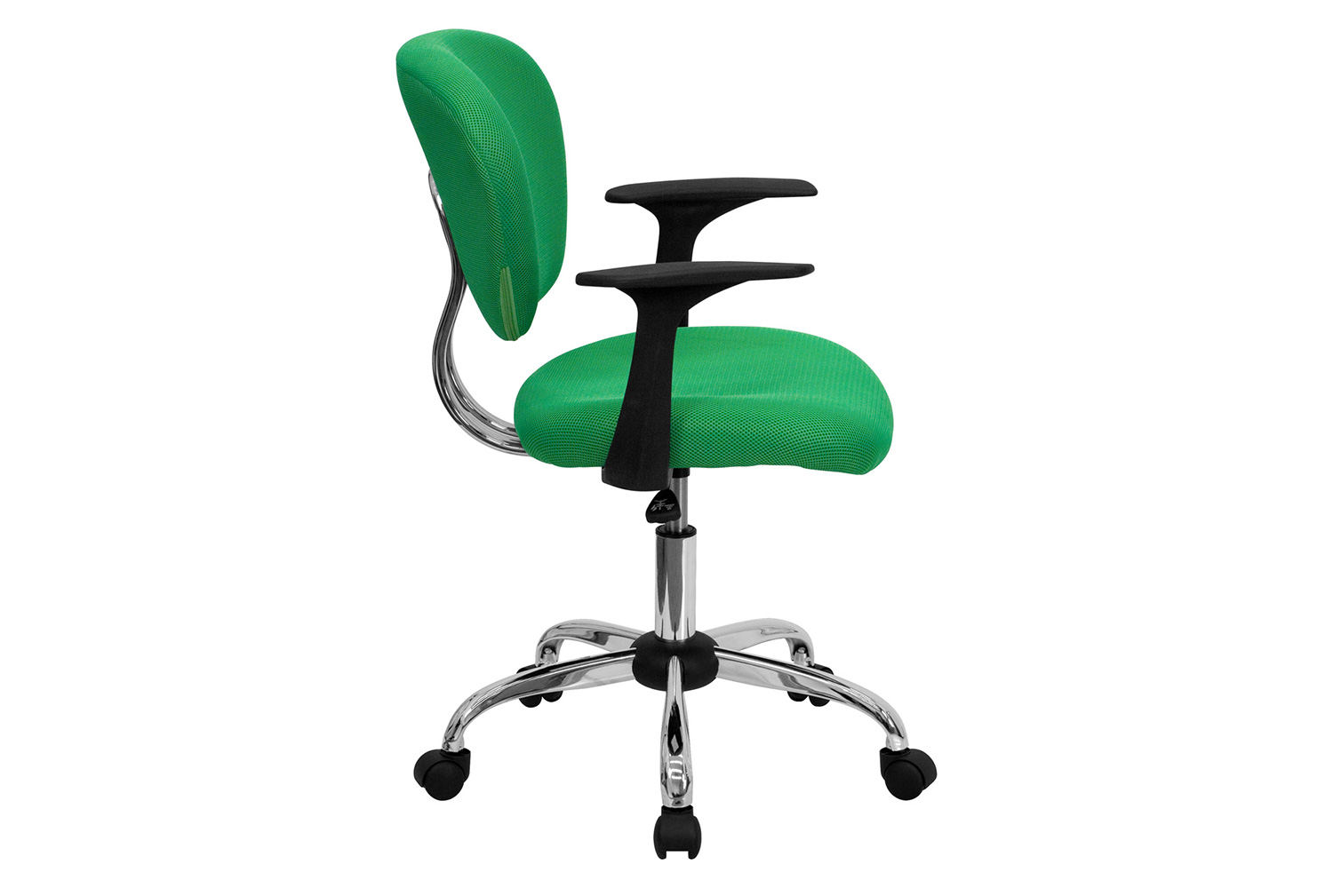 BLNK Beverly Mid-Back Mesh Padded Swivel Task Office Chair with Chrome Base - Bright Green, with Arms