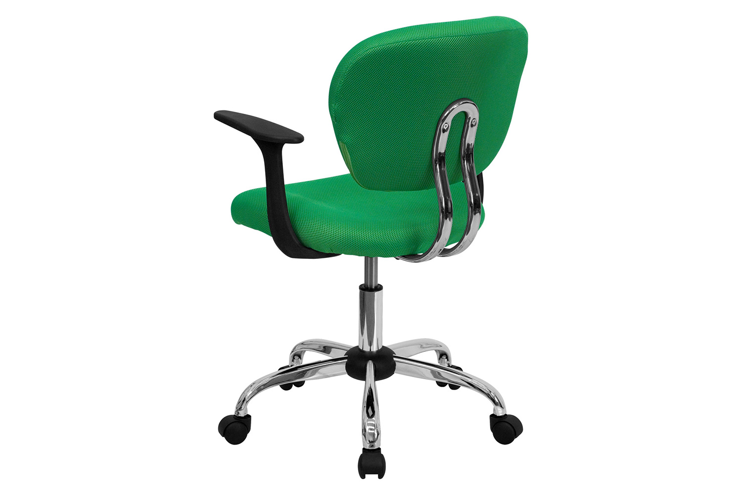 BLNK Beverly Mid-Back Mesh Padded Swivel Task Office Chair with Chrome Base - Bright Green, with Arms