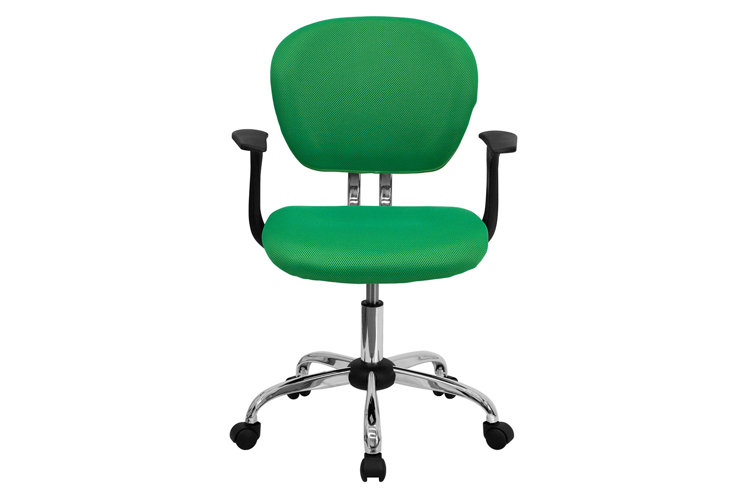 BLNK Beverly Mid-Back Mesh Padded Swivel Task Office Chair with Chrome Base - Bright Green, with Arms