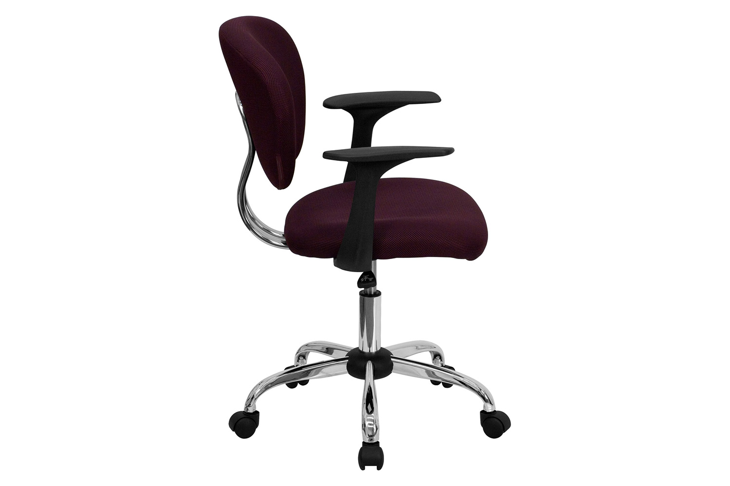 BLNK Beverly Mid-Back Mesh Padded Swivel Task Office Chair with Chrome Base - Burgundy, with Arms