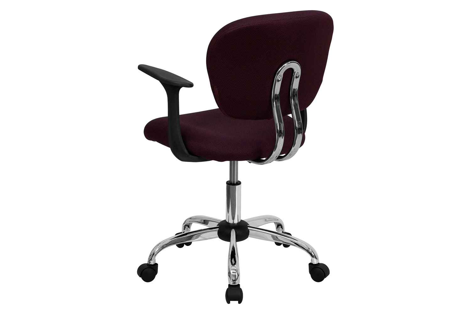 BLNK Beverly Mid-Back Mesh Padded Swivel Task Office Chair with Chrome Base - Burgundy, with Arms