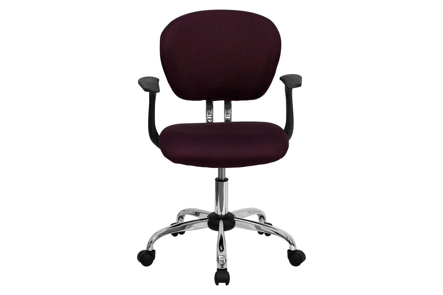 BLNK Beverly Mid-Back Mesh Padded Swivel Task Office Chair with Chrome Base - Burgundy, with Arms