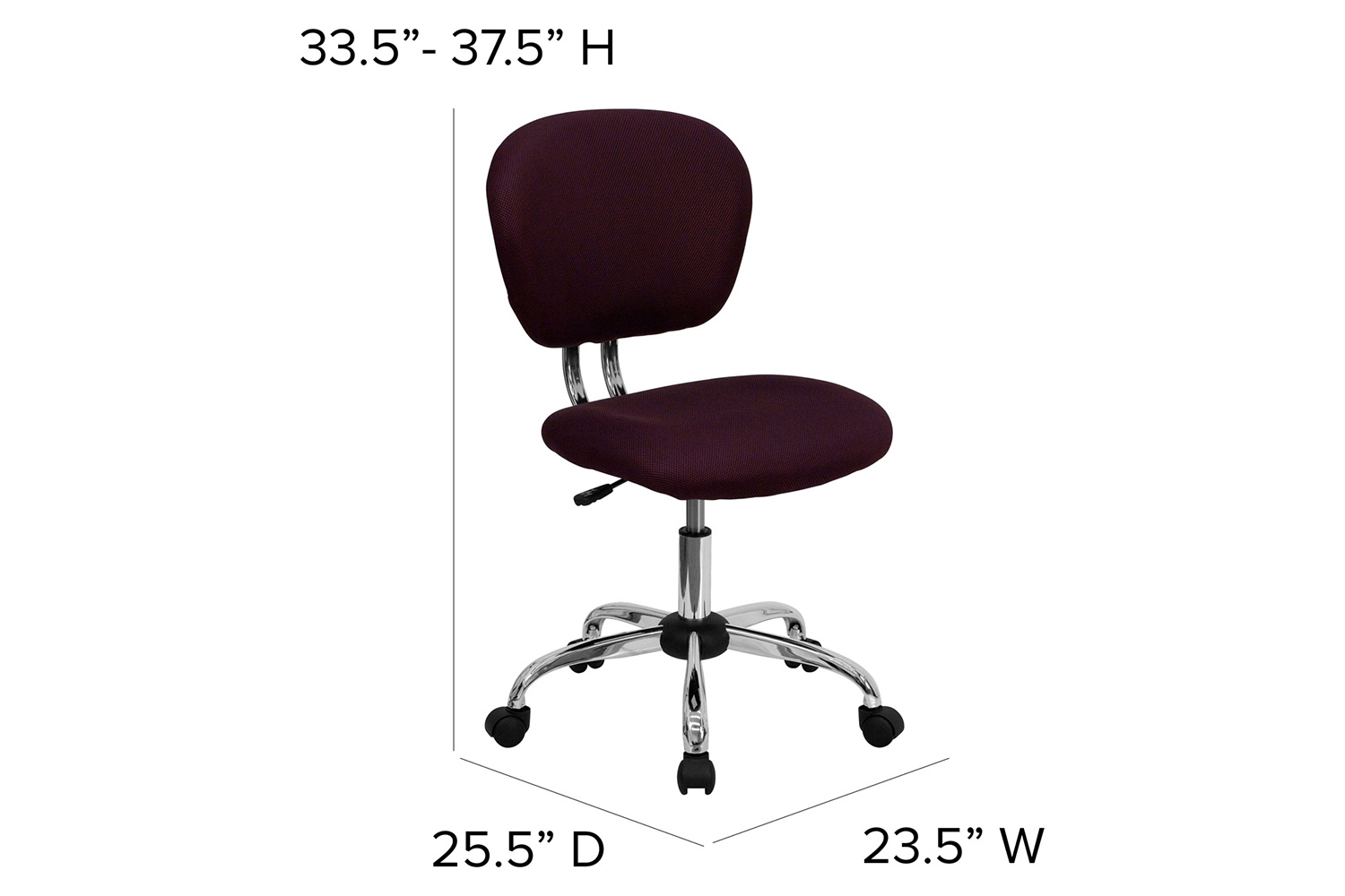 BLNK Beverly Mid-Back Mesh Padded Swivel Task Office Chair with Chrome Base - Burgundy