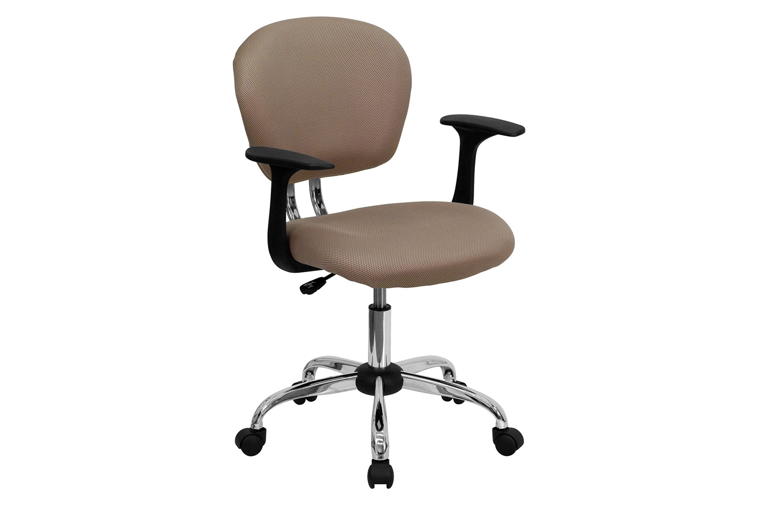 BLNK Beverly Mid-Back Mesh Padded Swivel Task Office Chair with Chrome Base - Coffee, with Arms