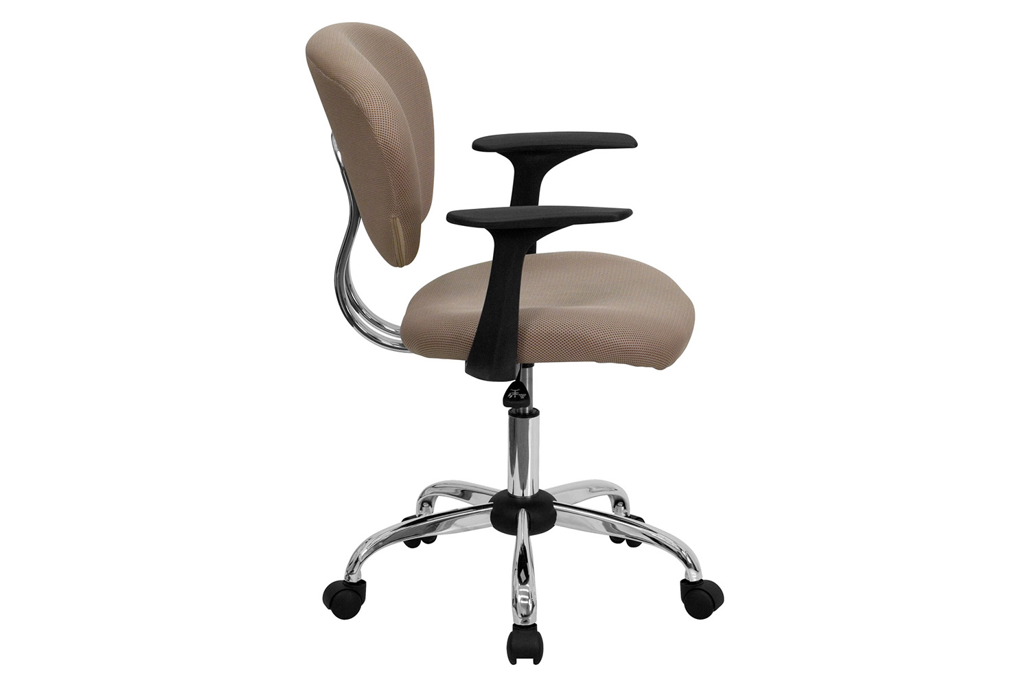 BLNK Beverly Mid-Back Mesh Padded Swivel Task Office Chair with Chrome Base - Coffee, with Arms