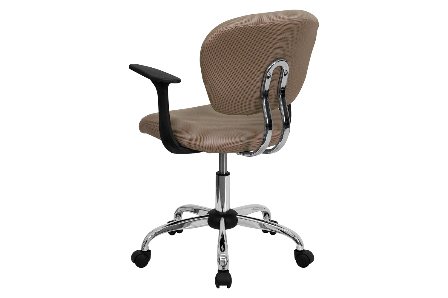 BLNK Beverly Mid-Back Mesh Padded Swivel Task Office Chair with Chrome Base - Coffee, with Arms