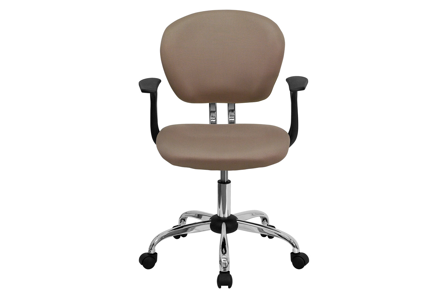 BLNK Beverly Mid-Back Mesh Padded Swivel Task Office Chair with Chrome Base - Coffee, with Arms