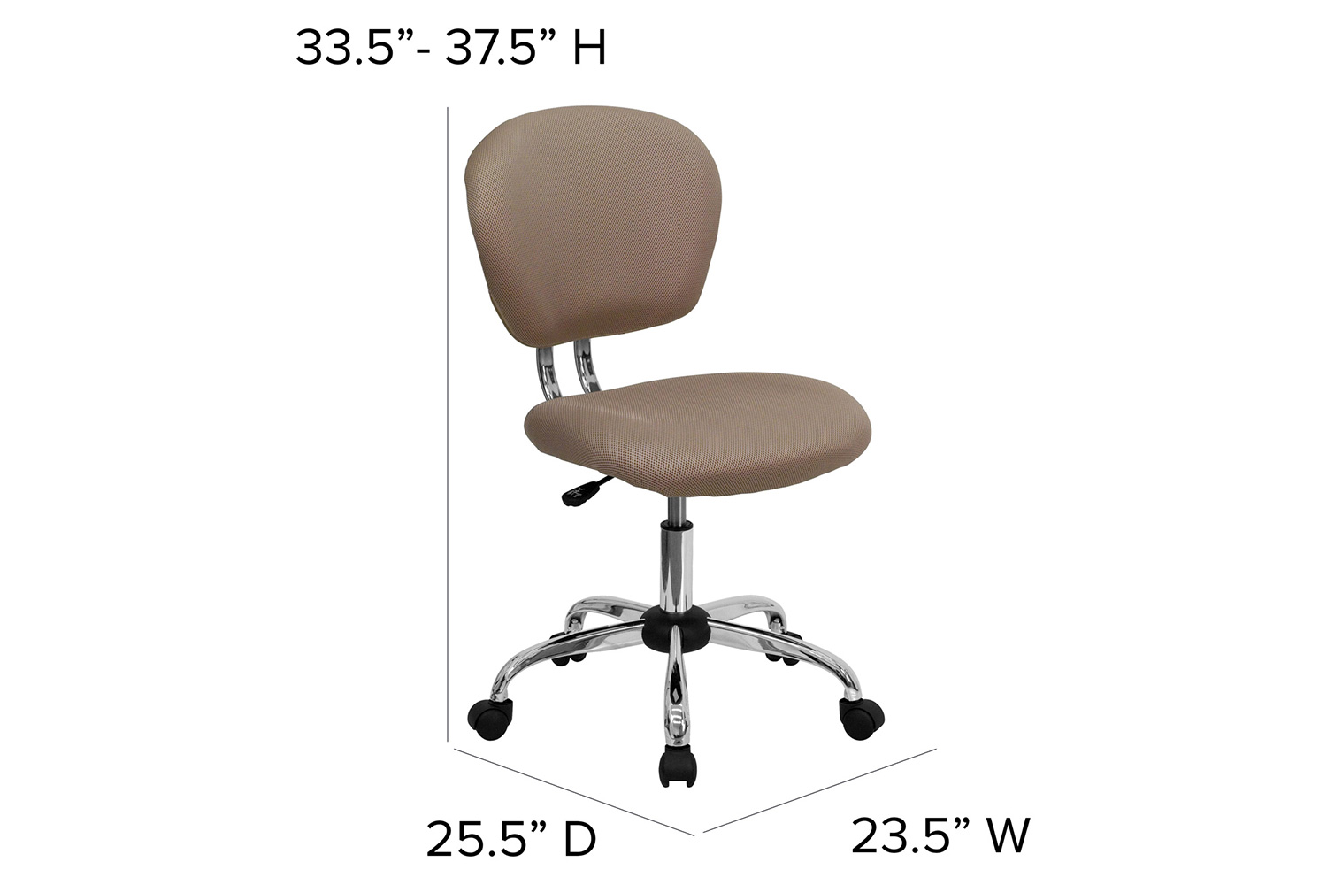 BLNK Beverly Mid-Back Mesh Padded Swivel Task Office Chair with Chrome Base - Coffee