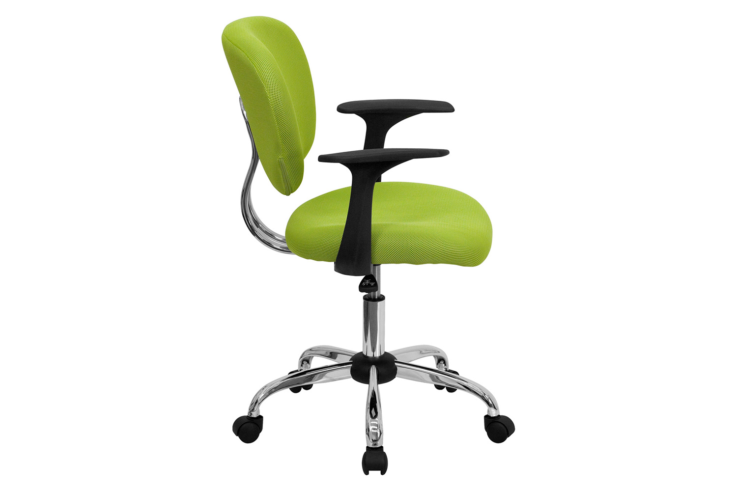 BLNK Beverly Mid-Back Mesh Padded Swivel Task Office Chair with Chrome Base - Apple Green, with Arms