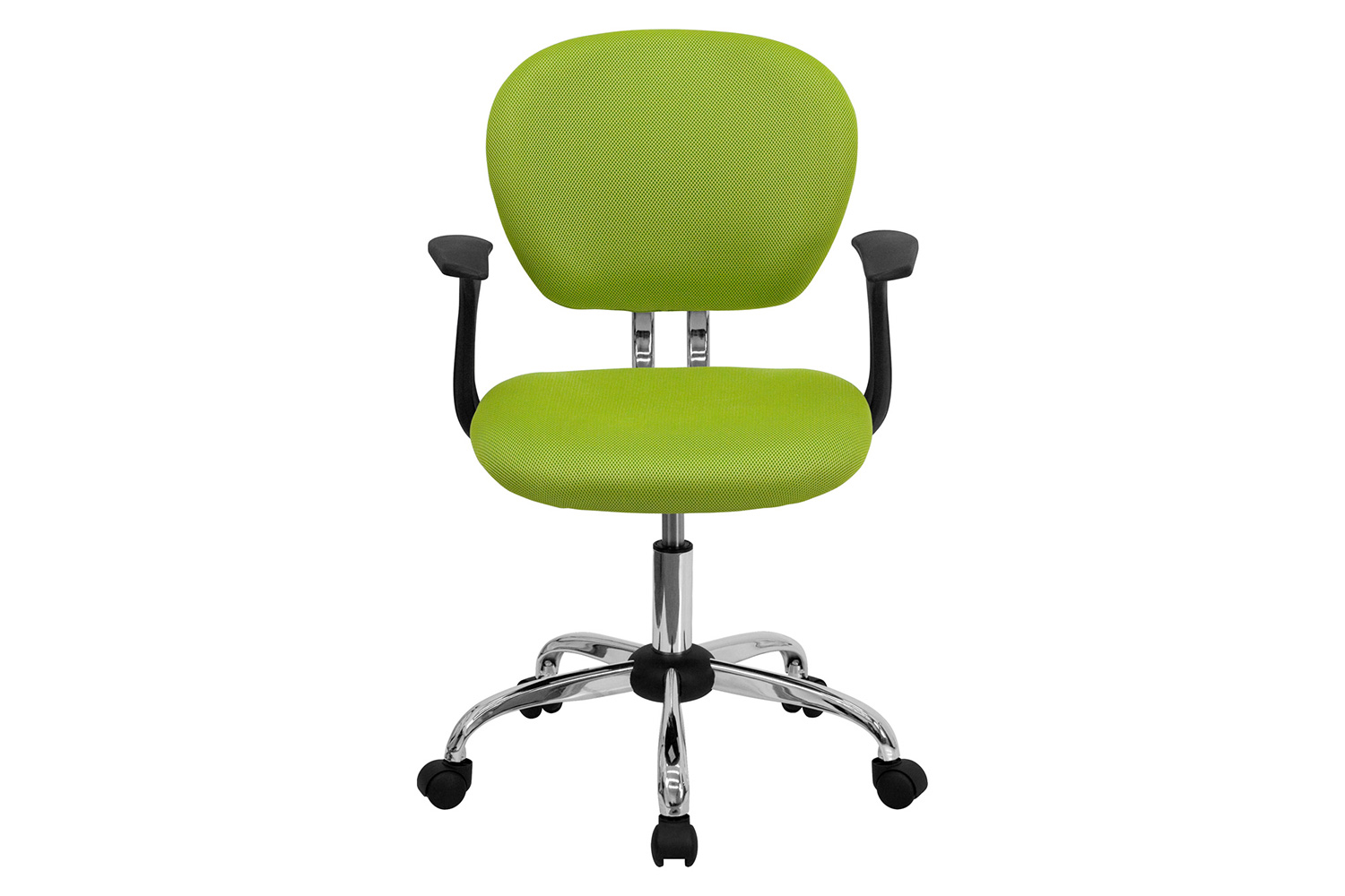 BLNK Beverly Mid-Back Mesh Padded Swivel Task Office Chair with Chrome Base - Apple Green, with Arms