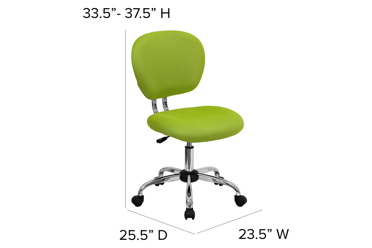 BLNK Beverly Mid-Back Mesh Padded Swivel Task Office Chair with Chrome Base - Apple Green