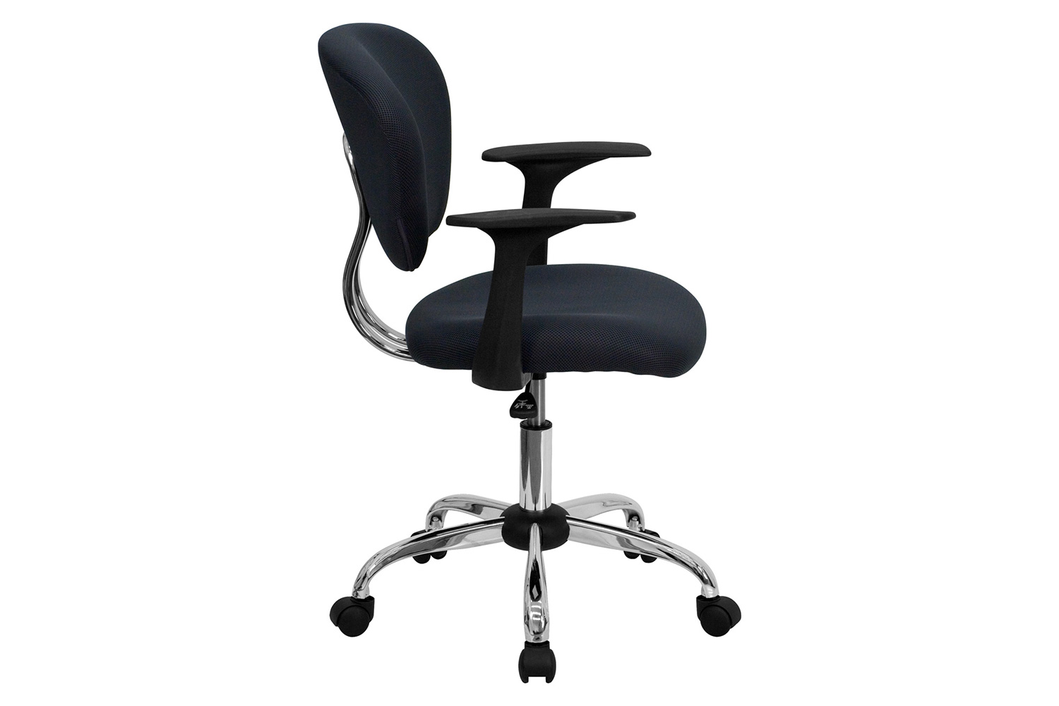 BLNK Beverly Mid-Back Mesh Padded Swivel Task Office Chair with Chrome Base - Gray, with Arms