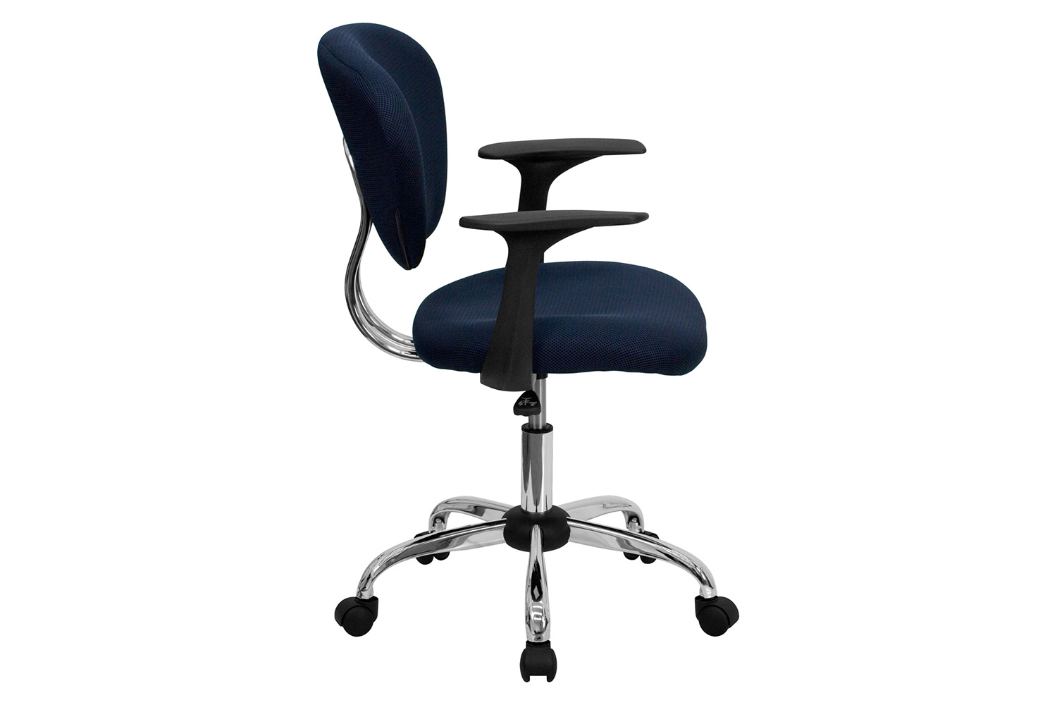 BLNK Beverly Mid-Back Mesh Padded Swivel Task Office Chair with Chrome Base - Navy, with Arms