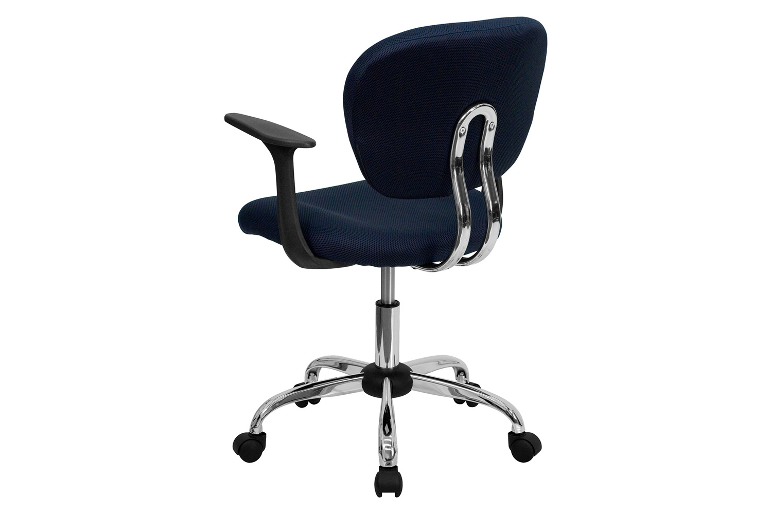 BLNK Beverly Mid-Back Mesh Padded Swivel Task Office Chair with Chrome Base - Navy, with Arms