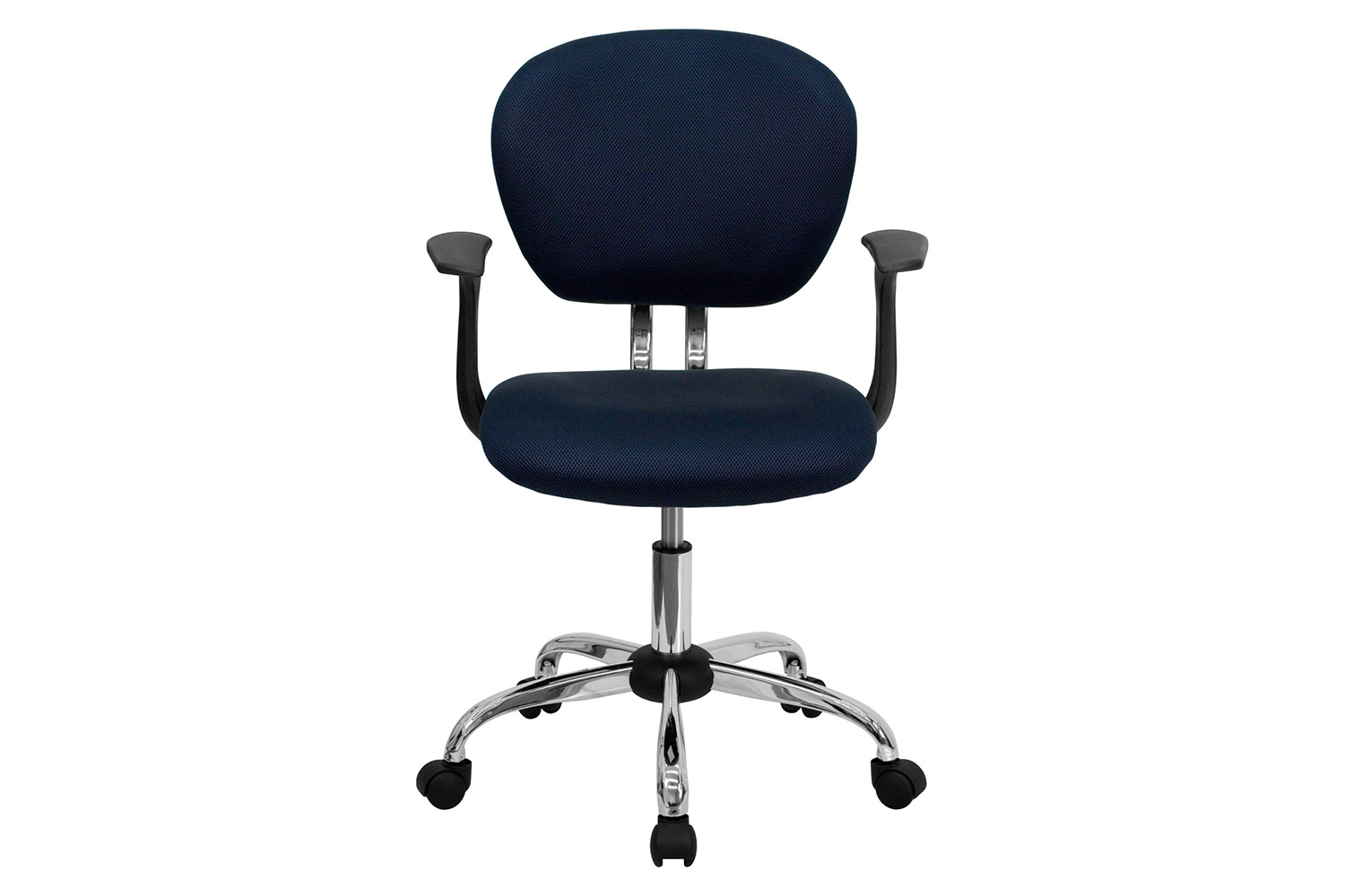 BLNK Beverly Mid-Back Mesh Padded Swivel Task Office Chair with Chrome Base - Navy, with Arms