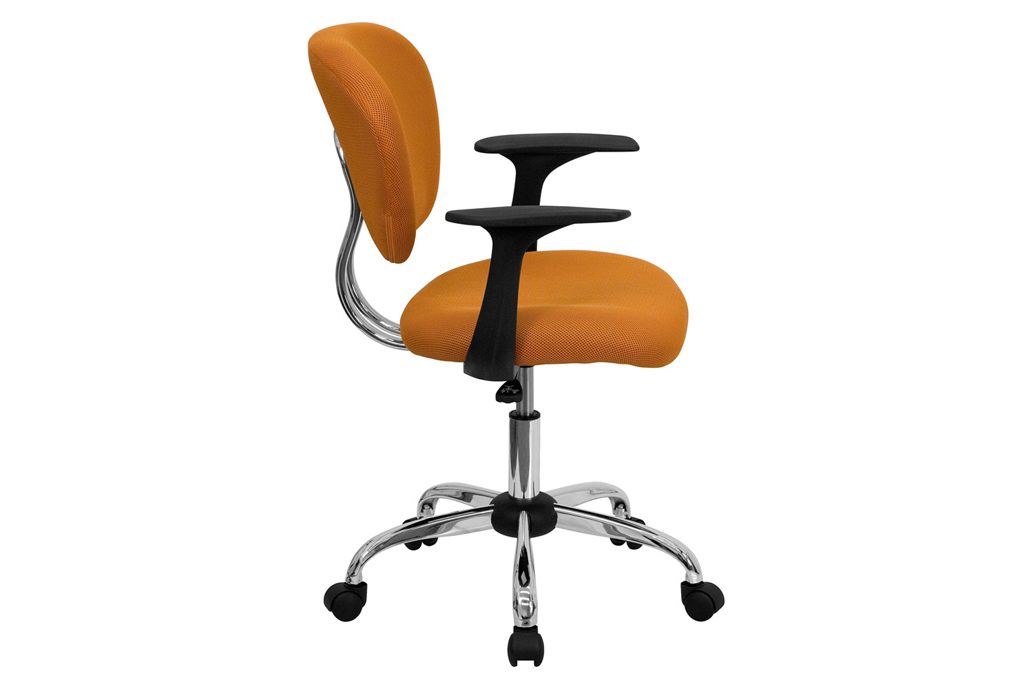 BLNK Beverly Mid-Back Mesh Padded Swivel Task Office Chair with Chrome Base - Orange, with Arms