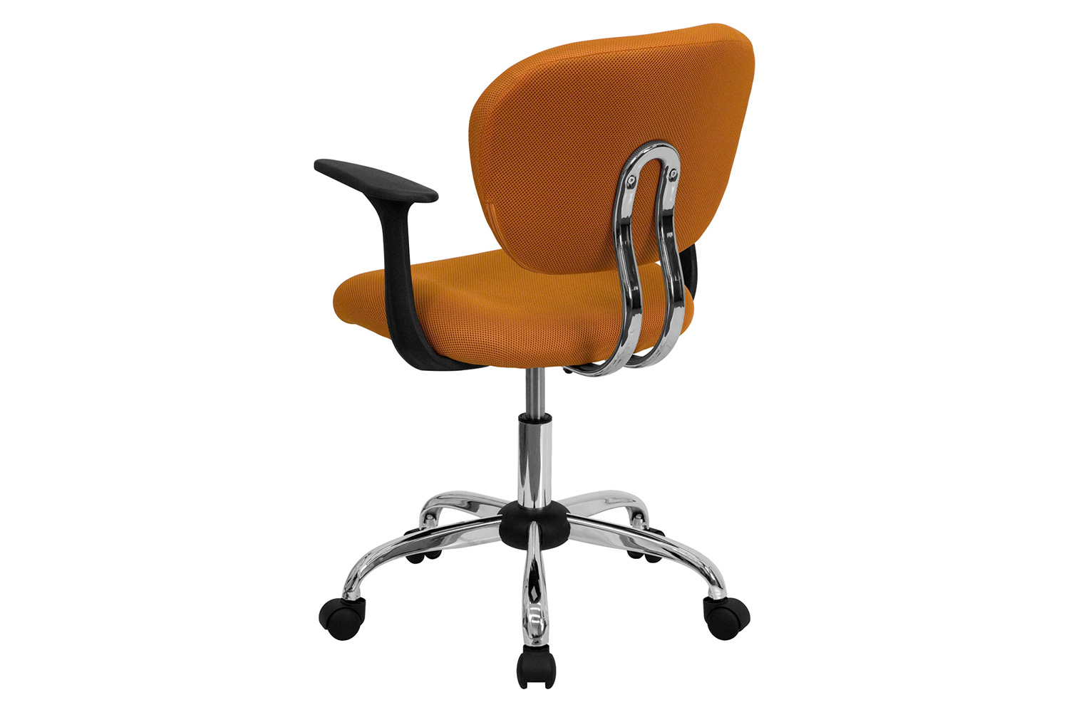 BLNK Beverly Mid-Back Mesh Padded Swivel Task Office Chair with Chrome Base - Orange, with Arms