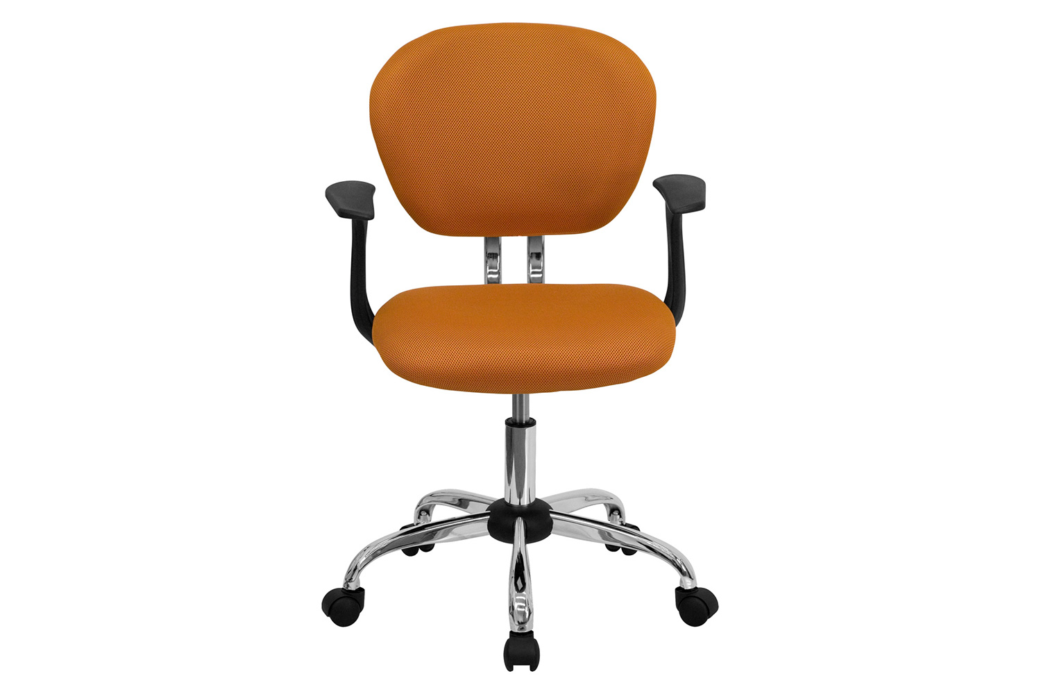 BLNK Beverly Mid-Back Mesh Padded Swivel Task Office Chair with Chrome Base - Orange, with Arms