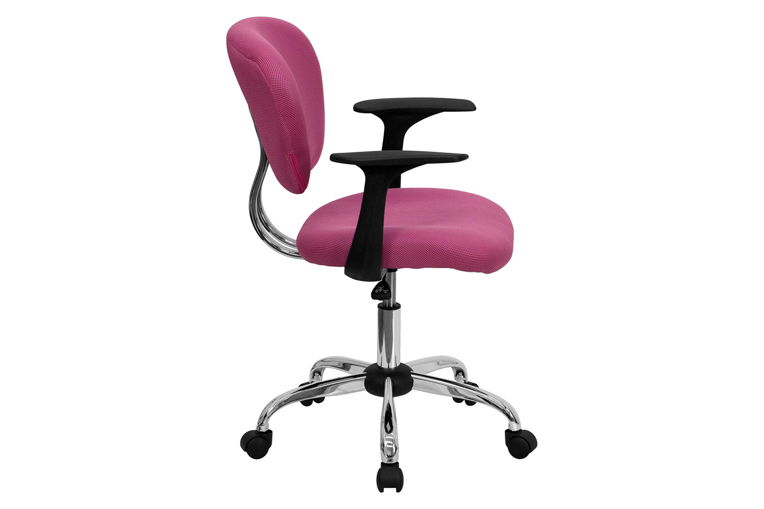 BLNK Beverly Mid-Back Mesh Padded Swivel Task Office Chair with Chrome Base - Pink, with Arms