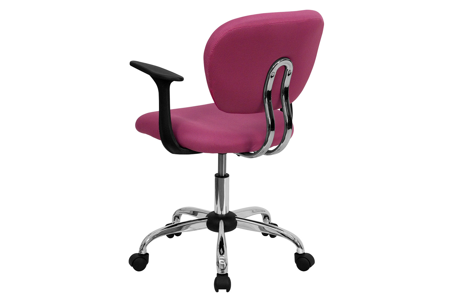 BLNK Beverly Mid-Back Mesh Padded Swivel Task Office Chair with Chrome Base - Pink, with Arms