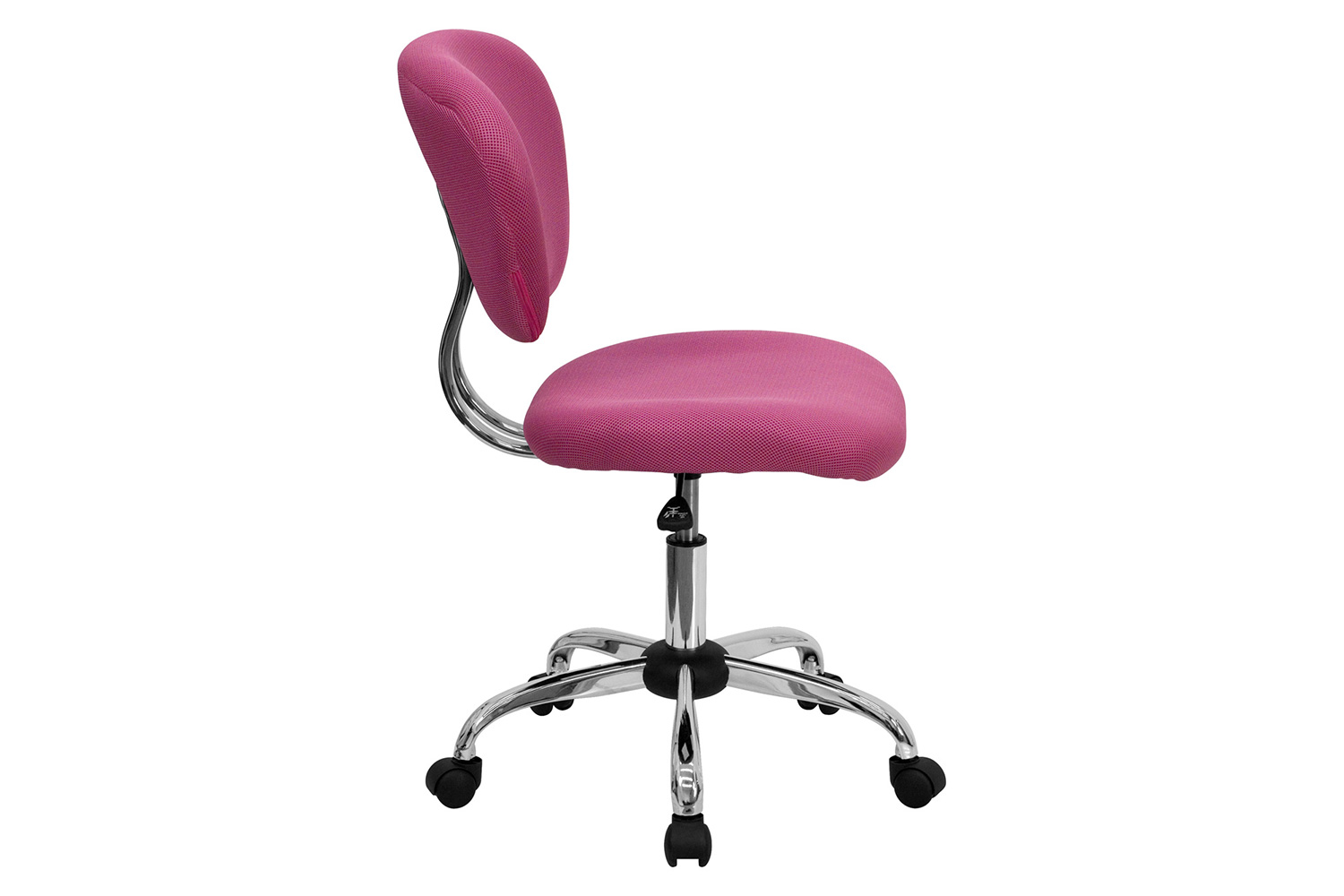 BLNK Beverly Mid-Back Mesh Padded Swivel Task Office Chair with Chrome Base - Pink