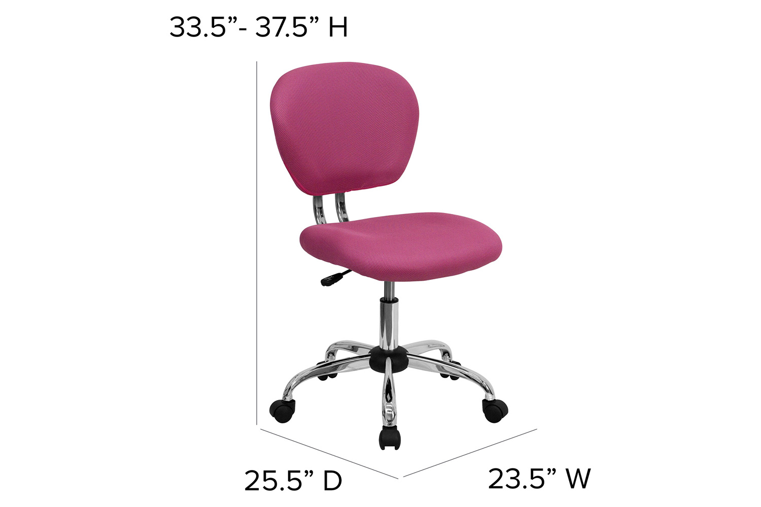 BLNK Beverly Mid-Back Mesh Padded Swivel Task Office Chair with Chrome Base - Pink