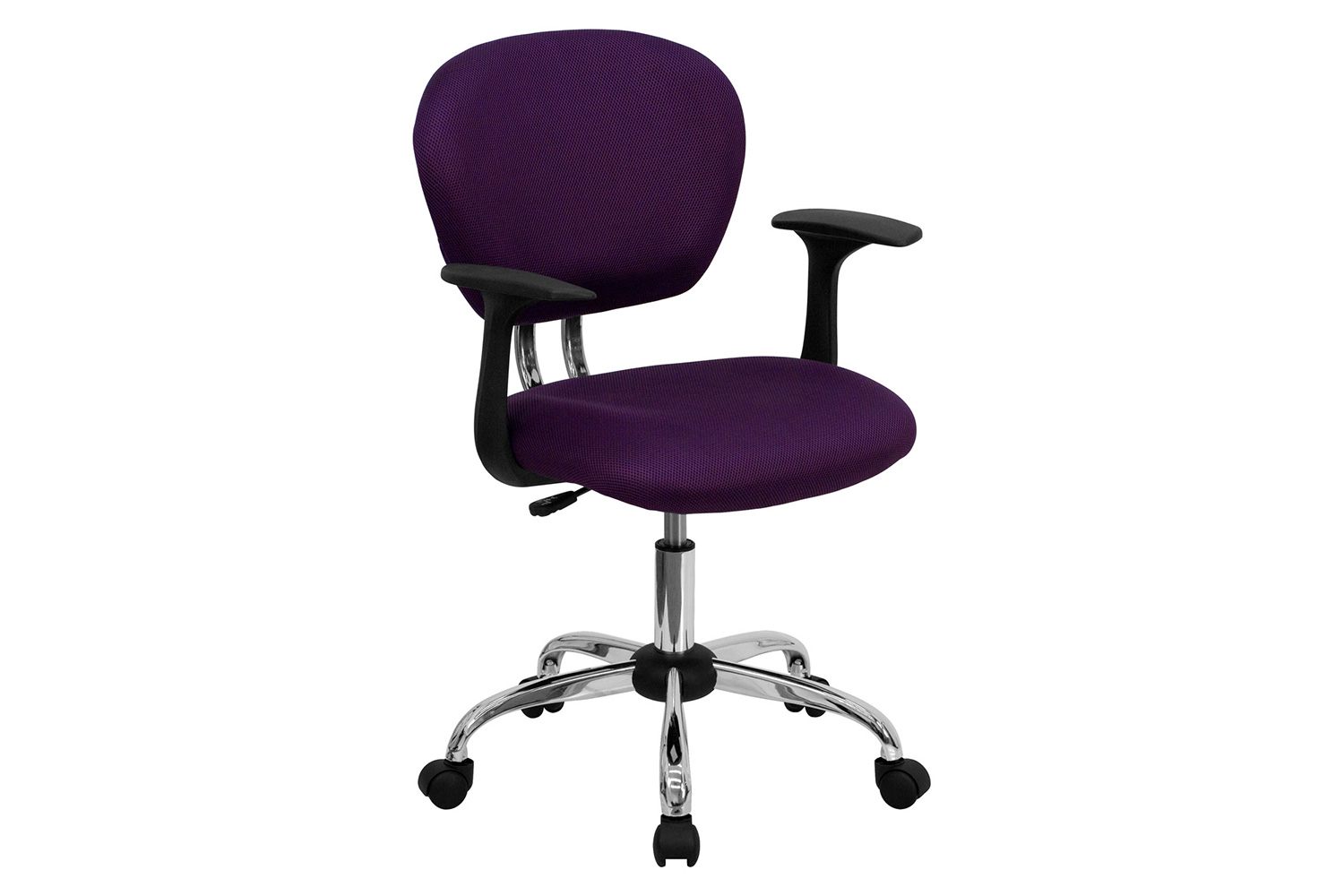 BLNK Beverly Mid-Back Mesh Padded Swivel Task Office Chair with Chrome Base - Purple, with Arms