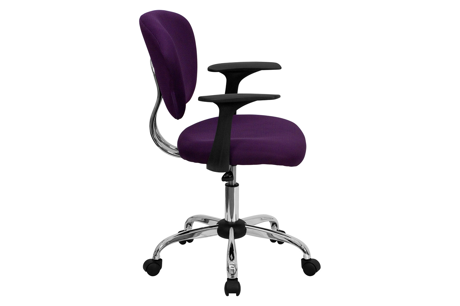 BLNK Beverly Mid-Back Mesh Padded Swivel Task Office Chair with Chrome Base - Purple, with Arms