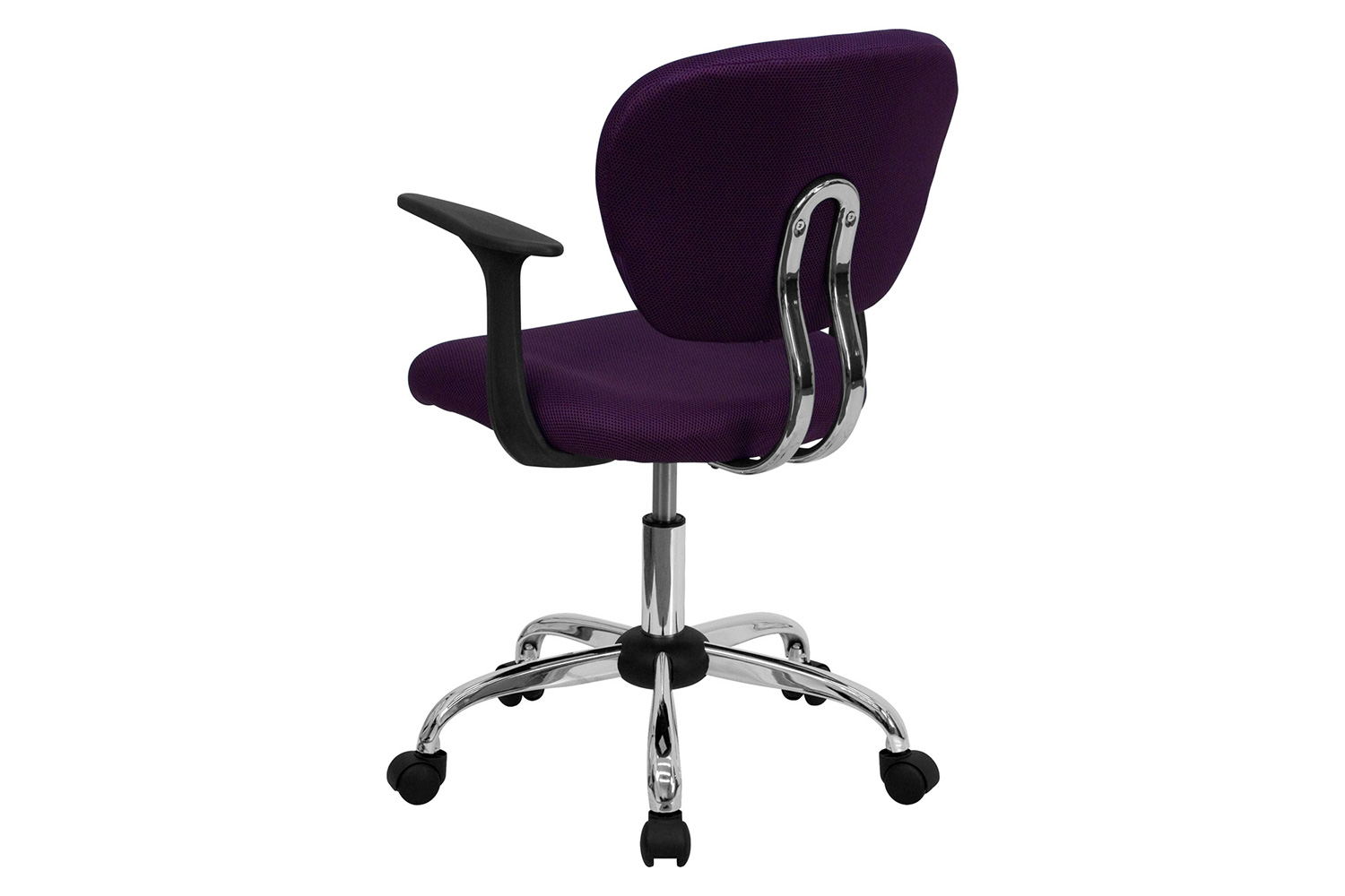 BLNK Beverly Mid-Back Mesh Padded Swivel Task Office Chair with Chrome Base - Purple, with Arms