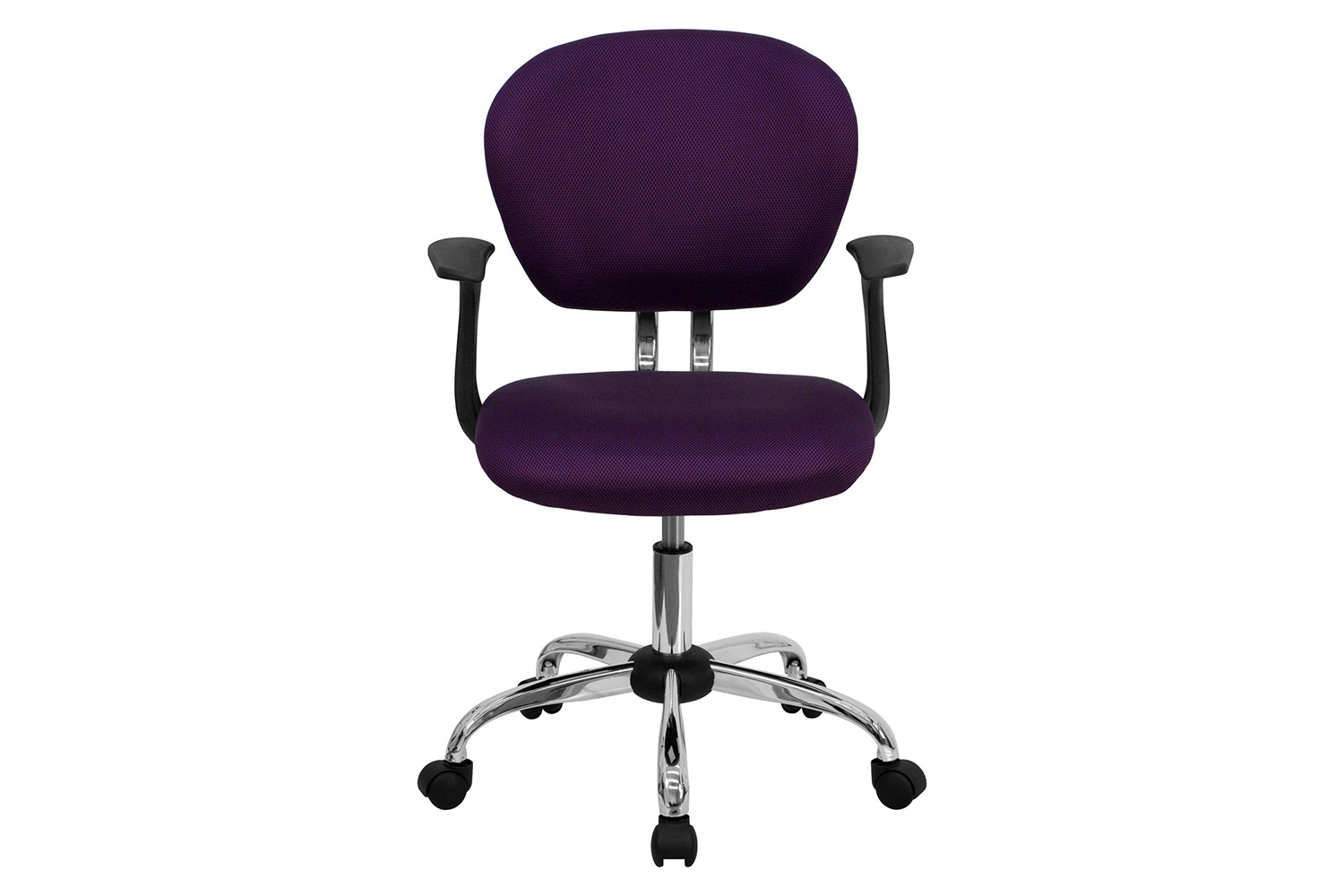 BLNK Beverly Mid-Back Mesh Padded Swivel Task Office Chair with Chrome Base - Purple, with Arms