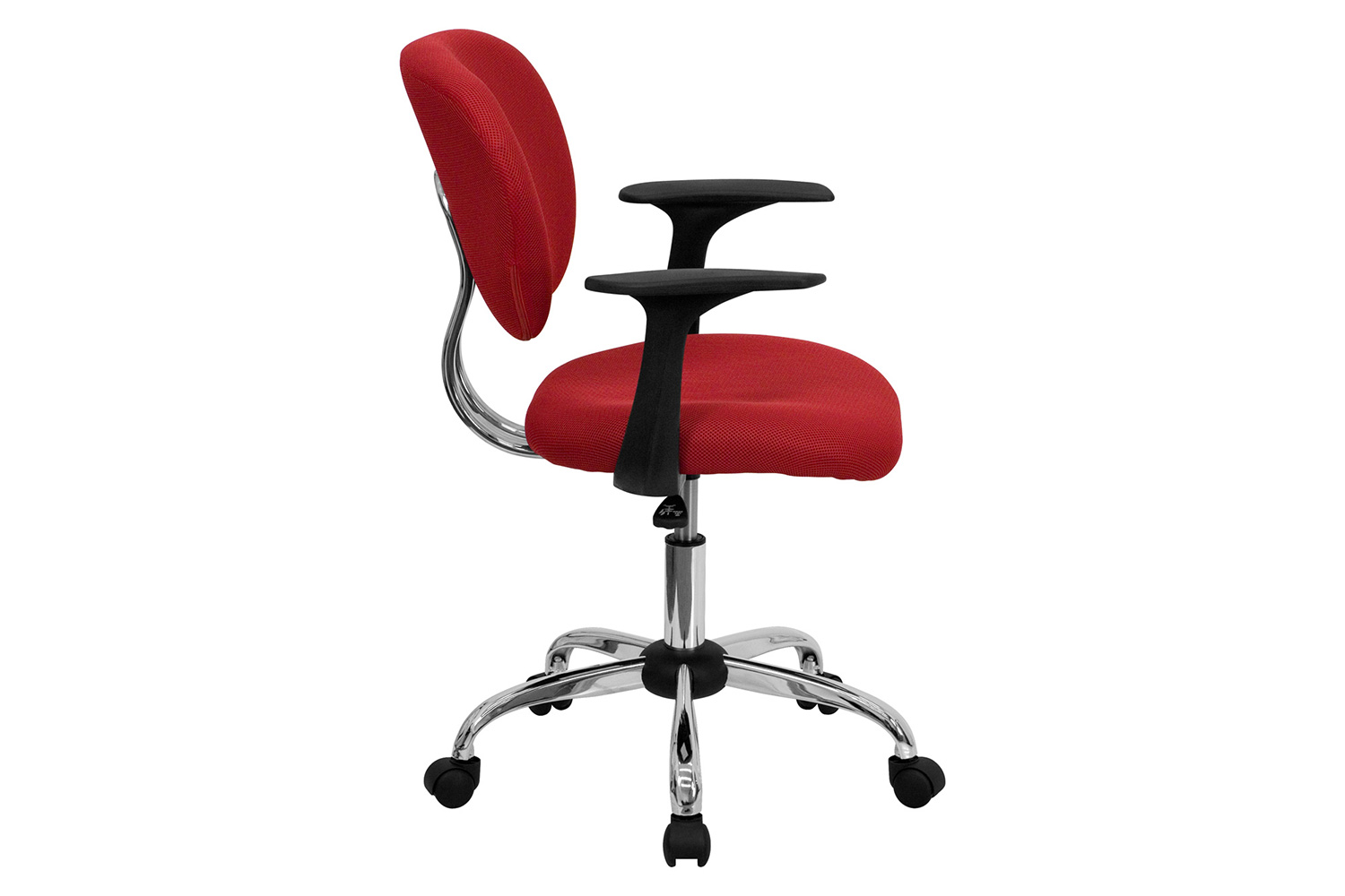 BLNK Beverly Mid-Back Mesh Padded Swivel Task Office Chair with Chrome Base - Red, with Arms