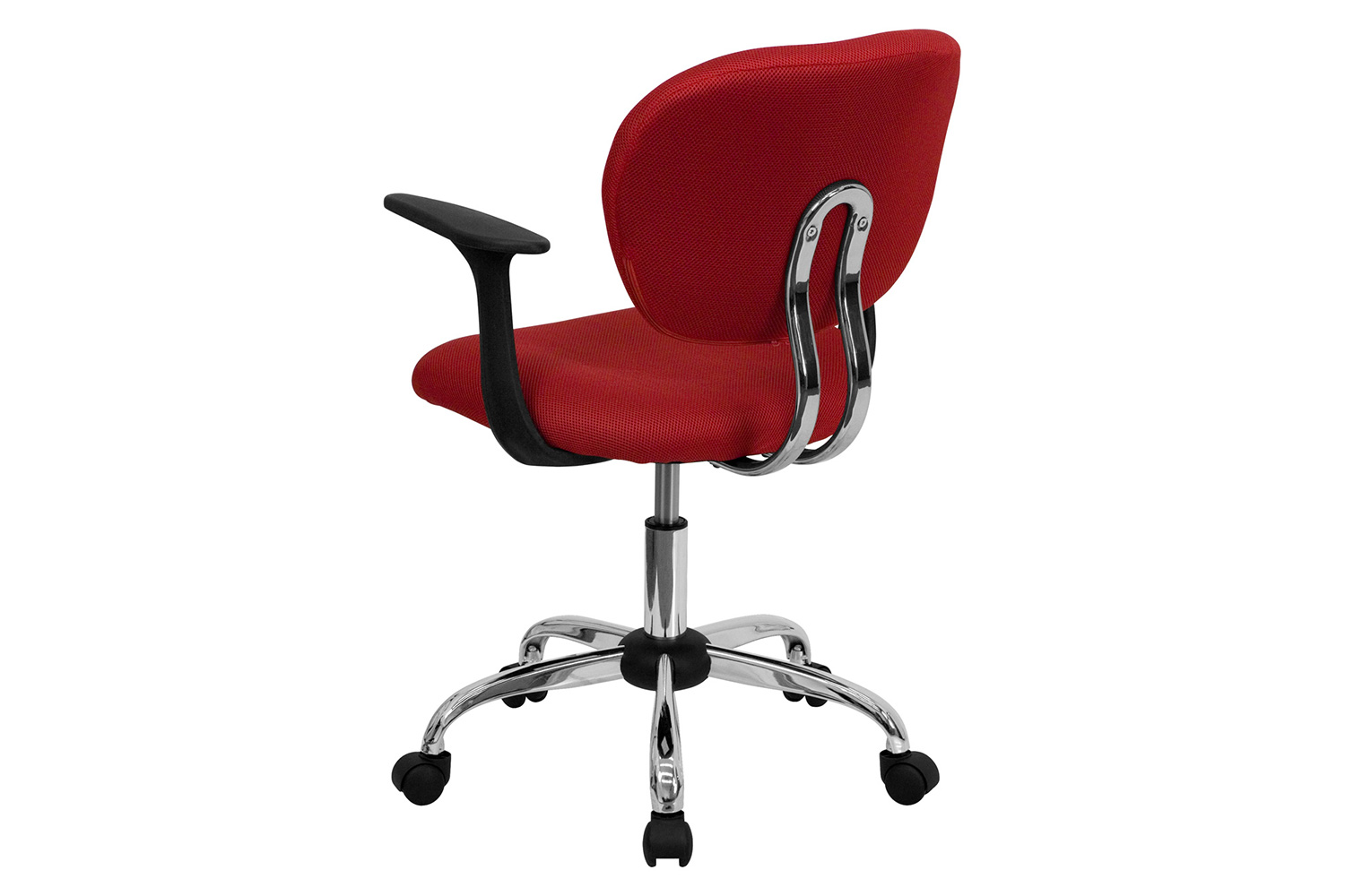 BLNK Beverly Mid-Back Mesh Padded Swivel Task Office Chair with Chrome Base - Red, with Arms