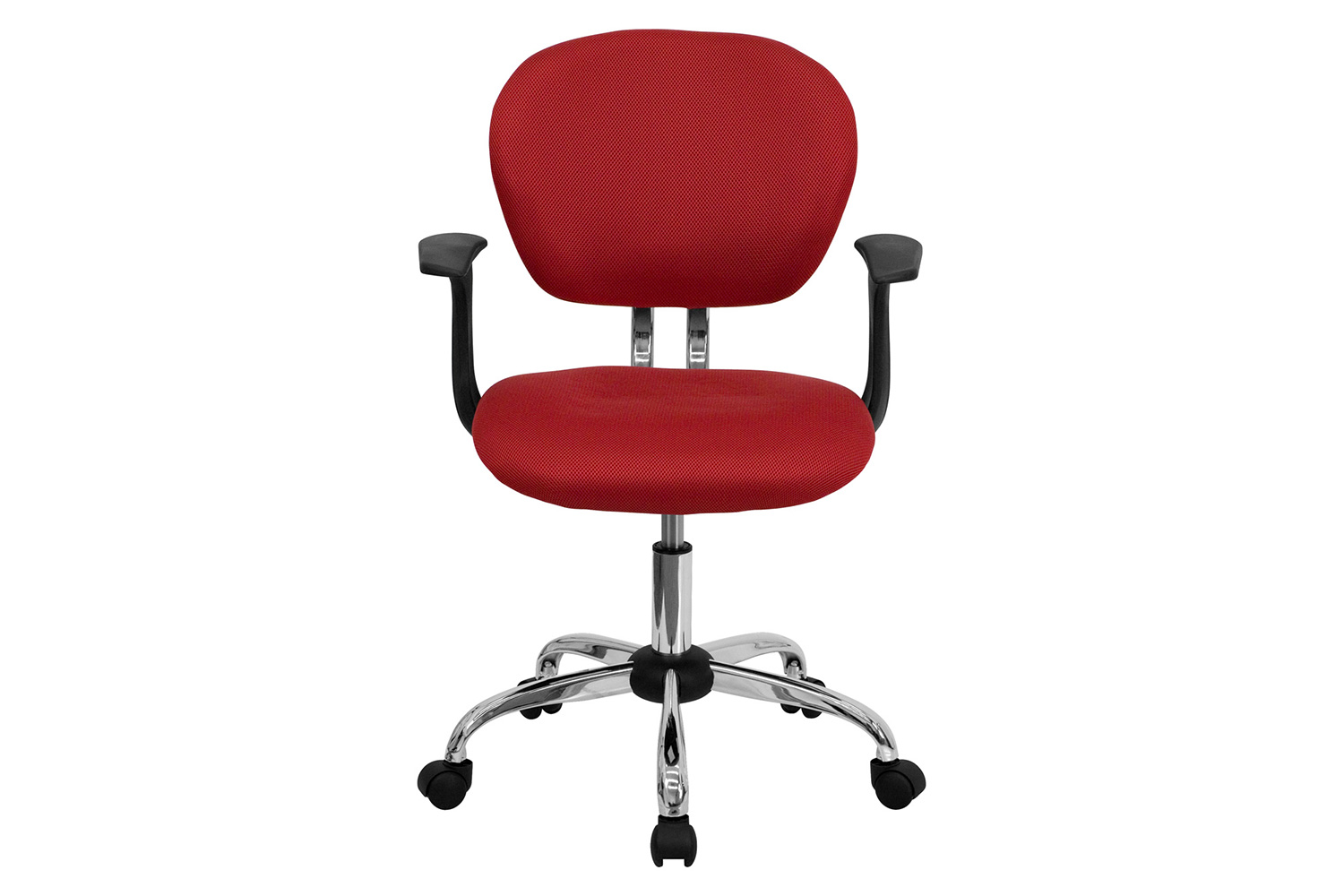 BLNK Beverly Mid-Back Mesh Padded Swivel Task Office Chair with Chrome Base - Red, with Arms