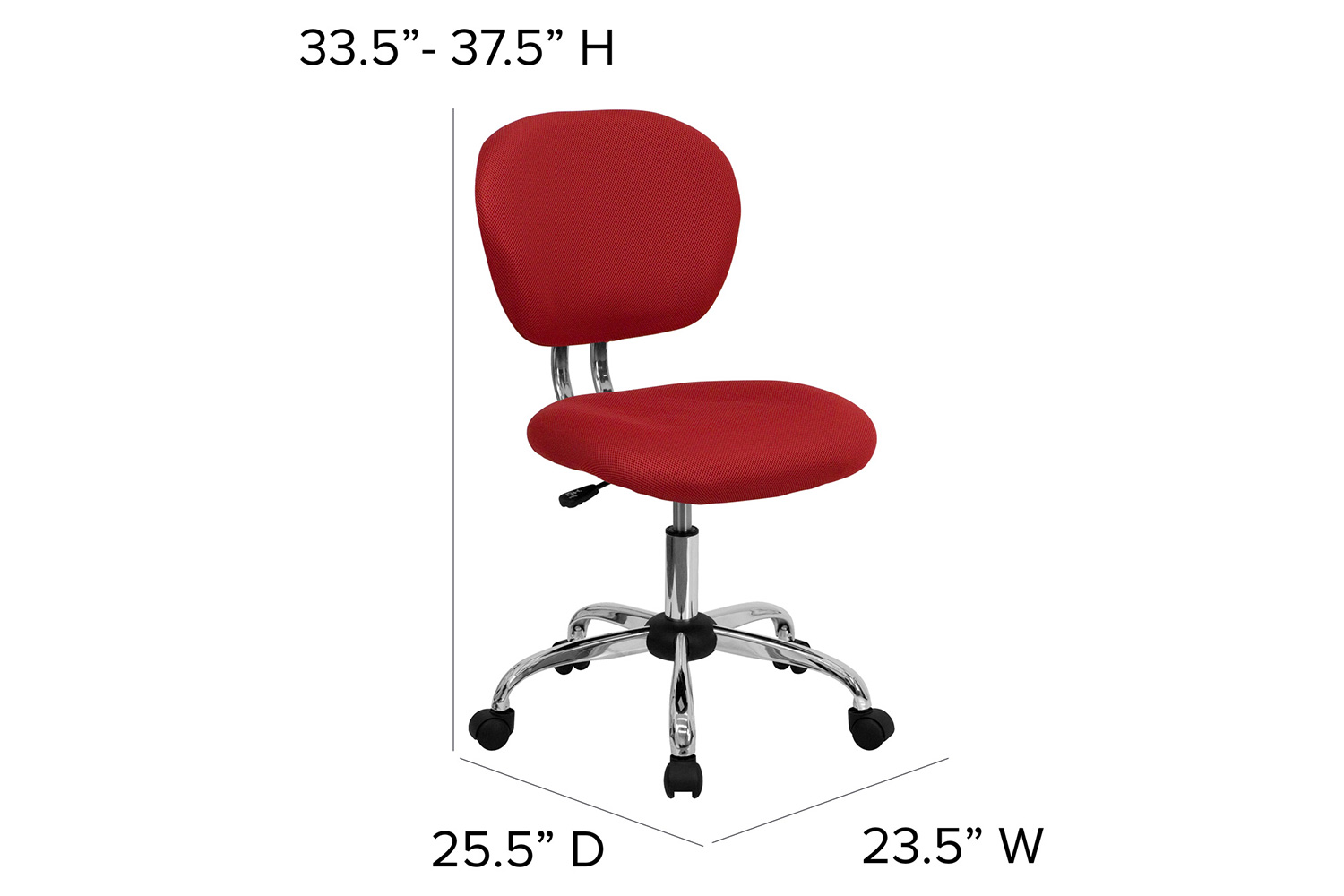 BLNK Beverly Mid-Back Mesh Padded Swivel Task Office Chair with Chrome Base - Red