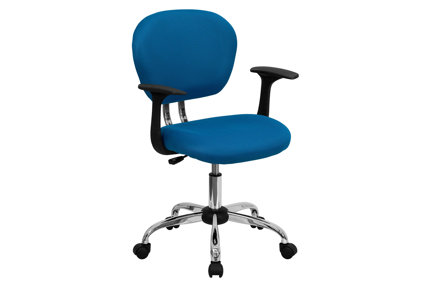 BLNK Beverly Mid-Back Mesh Padded Swivel Task Office Chair with Chrome Base - Turquoise, with Arms