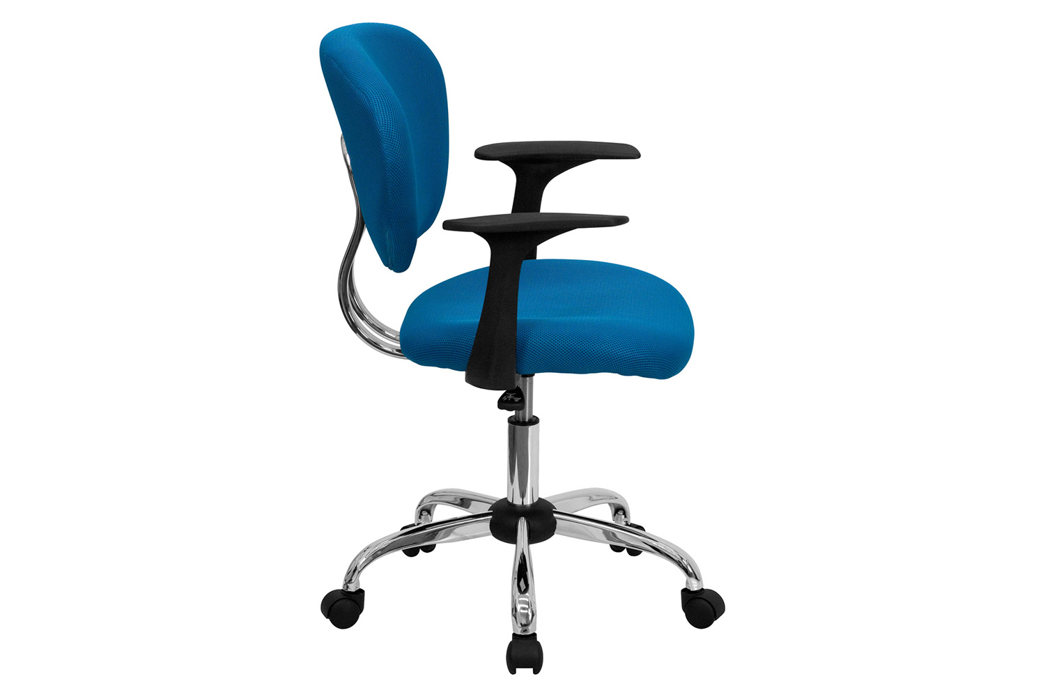 BLNK Beverly Mid-Back Mesh Padded Swivel Task Office Chair with Chrome Base - Turquoise, with Arms