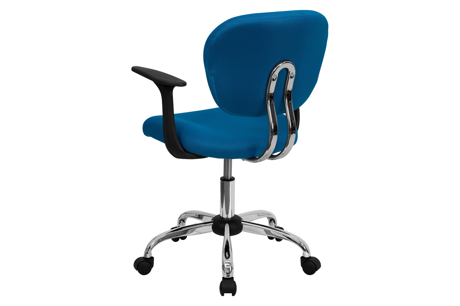 BLNK Beverly Mid-Back Mesh Padded Swivel Task Office Chair with Chrome Base - Turquoise, with Arms