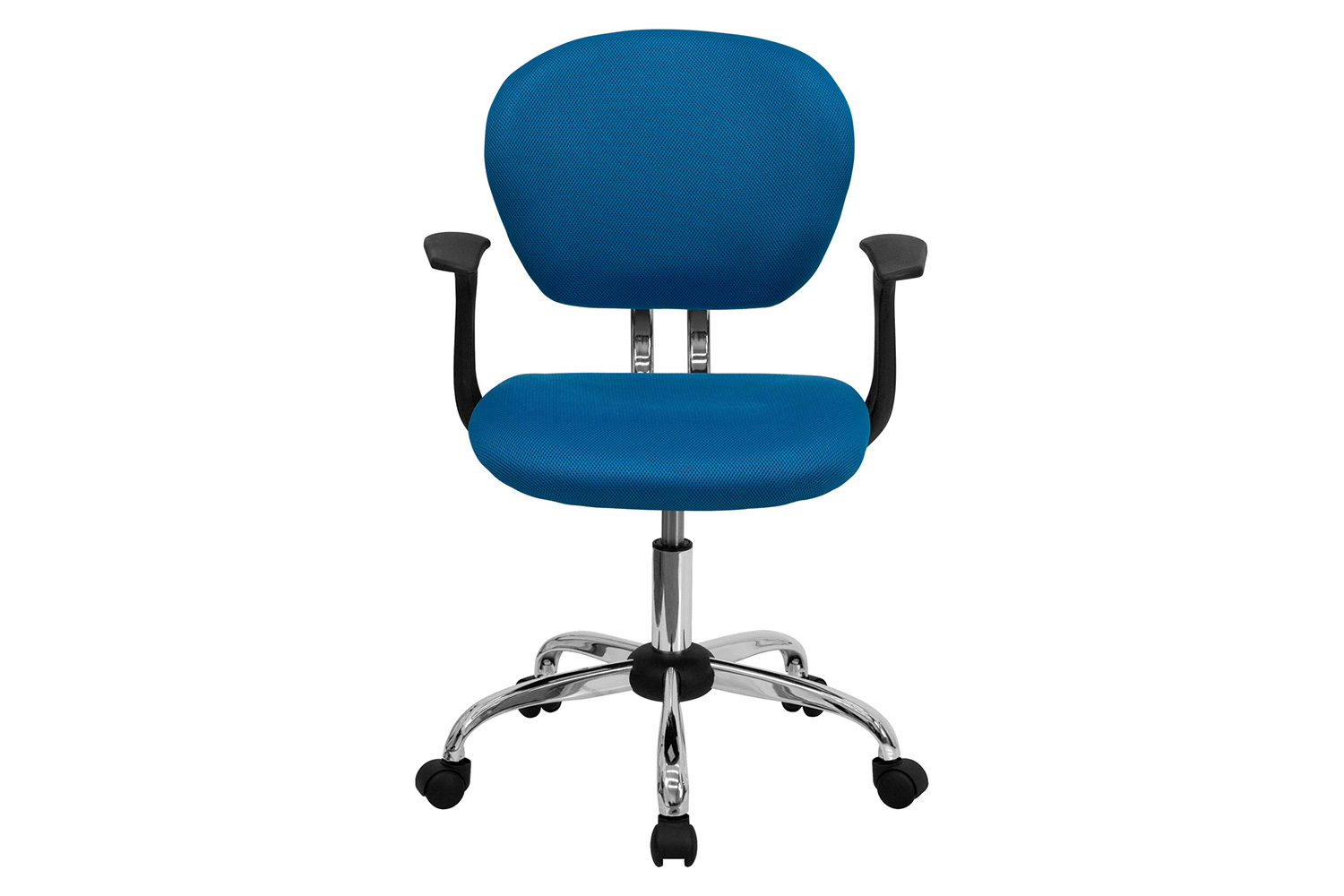 BLNK Beverly Mid-Back Mesh Padded Swivel Task Office Chair with Chrome Base - Turquoise, with Arms